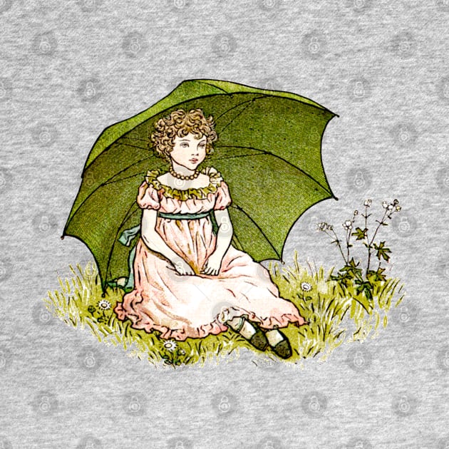 Vintage Girl With Umbrella Illustration by DankFutura